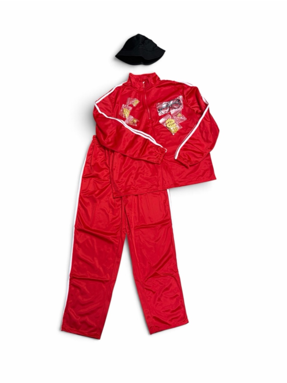 Kids XL Red Rapper costume with White Trim